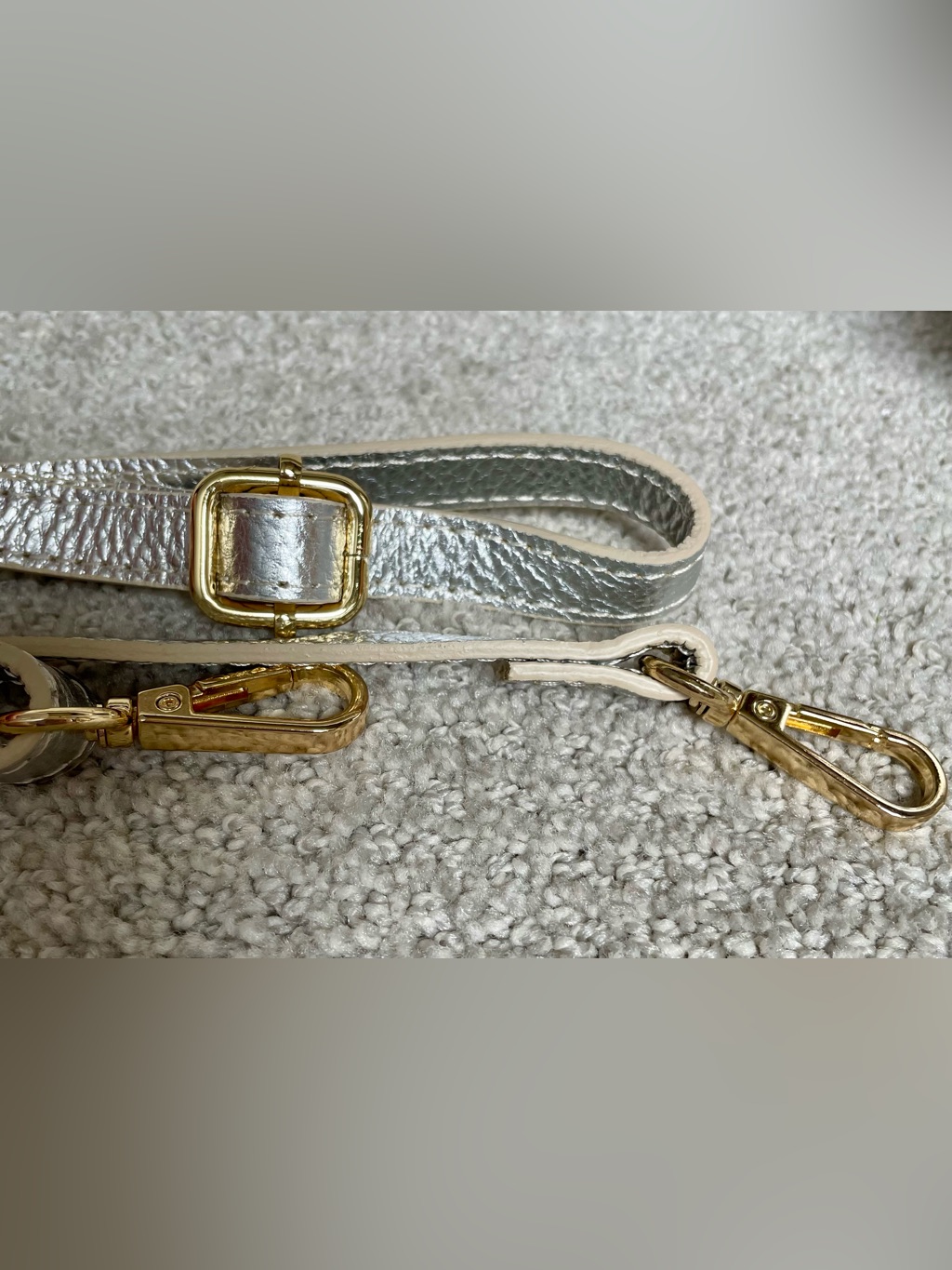 Nwt Elie Beaumont London Silver Leather Metallic Crossbody 3 Straps Tassel Bag — image 6 of 8